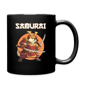 Samurai Hund - Japanischer Hund Ninja - Tasse einfarbig - Schwarz - Rechts