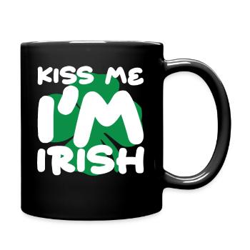 Kiss Me I'm Irish St Patricks Day - Full Colour Mug - black - Right