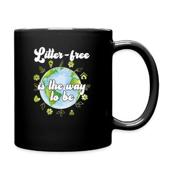No Littering Anti Littering Earth Day - Full Colour Mug - black - Right