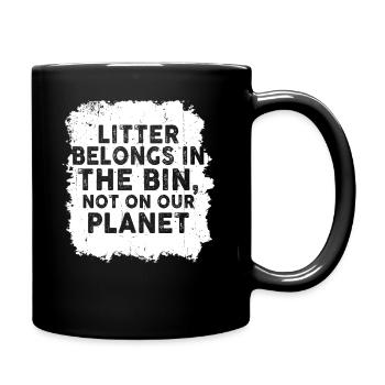 No Littering Anti Littering Earth Day - Full Colour Mug - black - Right