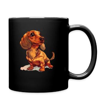 Short-haired dachshund T Gassi motif dog owner - Full Colour Mug - black - Right