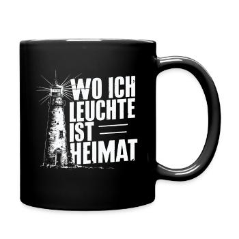 Der Leuchtturm, ein Zeichen der Küste und Heimat - Tasse einfarbig - Schwarz - Rechts