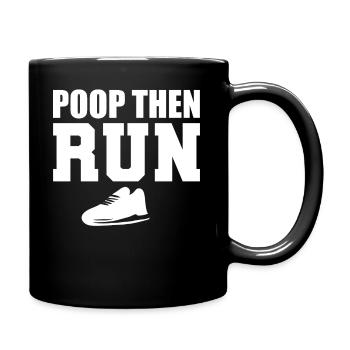 Poop Then Run Hürdenläufer - Tasse einfarbig - Schwarz - Rechts