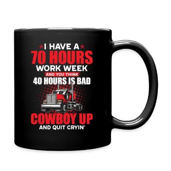 J’ai une semaine de travail de 70 heures et vous pensez à 40 heures - Mug uni - noir - Droite