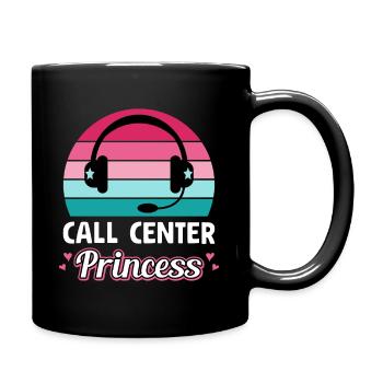 Call Center Prinzessin / Callcenter IT, Headset - Tasse einfarbig - Schwarz - Rechts