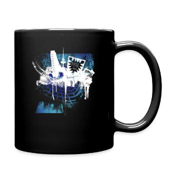 Stadt Kiel, 241, Blau weiß - Tasse einfarbig - Schwarz - Rechts