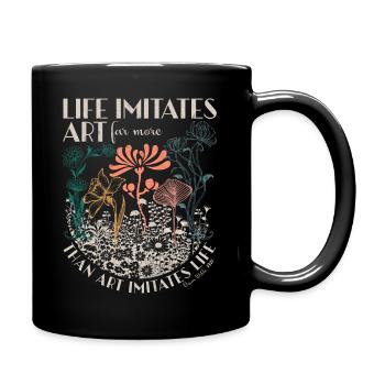 Oscar Wilde quote Art Nouveau retro floral design - Full Colour Mug - black - Right