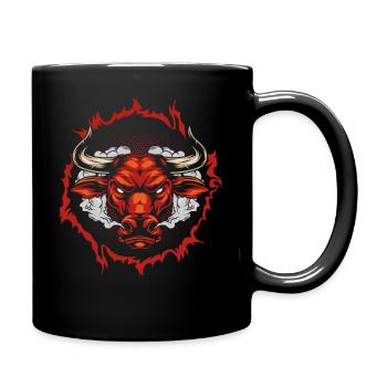 Wütender Stier - Tasse einfarbig - Schwarz - Rechts