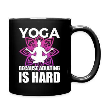 Lustiges Yoga Fitnesstrainer - Tasse einfarbig - Schwarz - Rechts