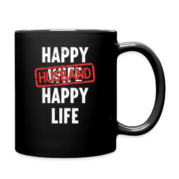 Happy Wife Husband Happy Life LGBTQ Turned Gay - Tasse einfarbig - Schwarz - Rechts