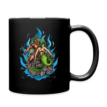 Dieu Poséidon et Sirène - Mug uni - noir - Droite