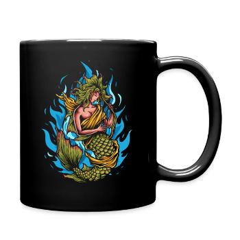 Sirène jouant de la harpe - Mug uni - noir - Droite