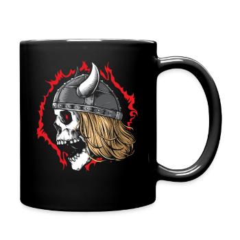 Wikinger Totenkopf-Krieger mit Helm - Tasse einfarbig - Schwarz - Rechts