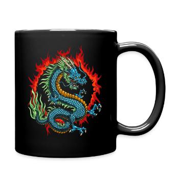 Wütender japanischer Drache - Tasse einfarbig - Schwarz - Rechts