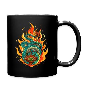 Asiatischer Drache - Tasse einfarbig - Schwarz - Rechts