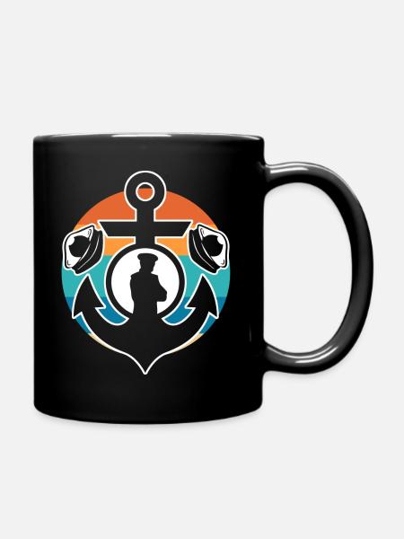 Anker und Kapitän Kapitän zur See - Tasse einfarbig - Schwarz