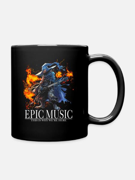 Epic Music Black Mage with E-Guitar and Fire - Tasse einfarbig - Schwarz