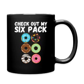 Donut Six Pack Lecker Bäcker Backen Sport Lustig - Tasse einfarbig - Schwarz - Rechts
