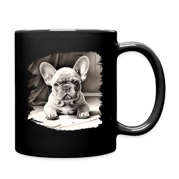Dessin de chiot bouledogue français - Mug uni - noir - Droite