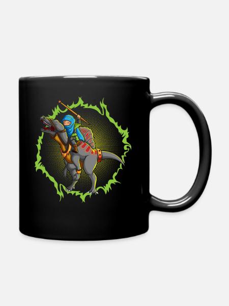 Der Ninja-Angriff mit dem Spinosaurus - Tasse einfarbig - Schwarz