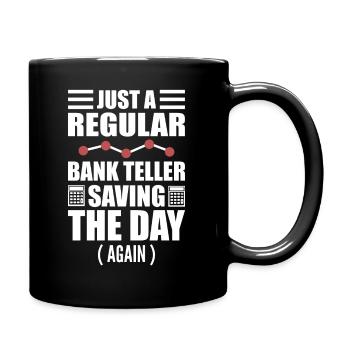 Lustiger Bankangestellter Bänker - Tasse einfarbig - Schwarz - Rechts