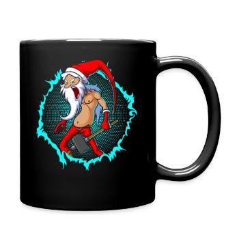 Le Père Noël fou en demi-teinte - Mug uni - noir - Droite
