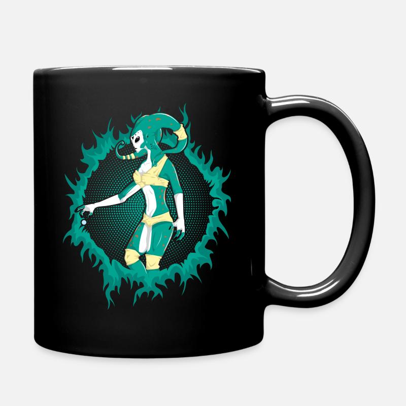 Alien with Halftone Background - Full Colour Mug - black