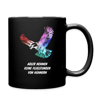 Adler nehmen keine Flugstunden von Hühnern Humor - Tasse einfarbig - Schwarz - Rechts