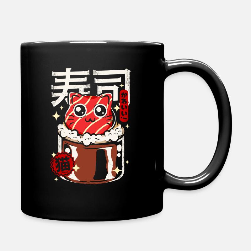 Japan - Cute Sushi Cat - Full Colour Mug - black