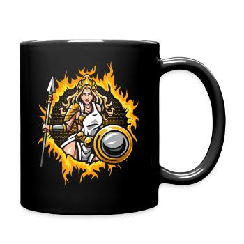 Athéna avec demi-teinte fond de feu doré - Mug uni - noir - Droite