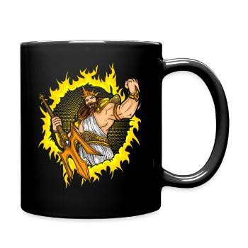 Dieux en colère avec fond de feu en demi-teinte - Mug uni - noir - Droite