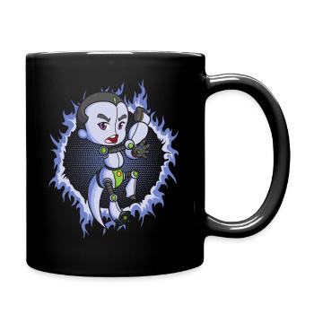 The Robot Boy with a Halftone Background - Full Colour Mug - black - Right