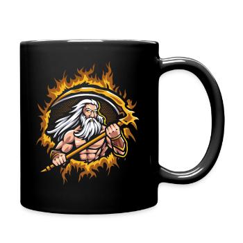 Uranus-Gott mit Halbtonfeuer-Hintergrund - Tasse einfarbig - Schwarz - Rechts