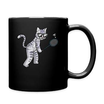 Lustige Badminton-katze - Tasse einfarbig - Schwarz - Rechts