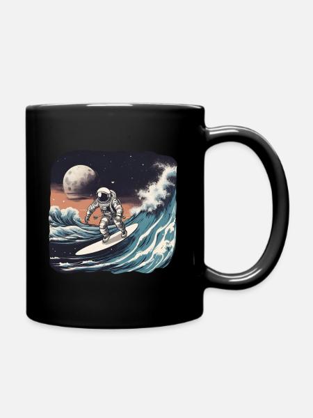 Astronaut surfer - Full Colour Mug - black