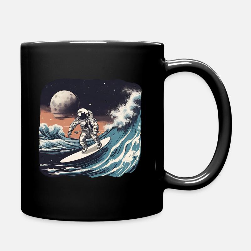 Astronaut surfer - Full Colour Mug - black