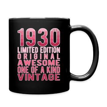Limited Edition Since 1930 Birthday Vintage 1930's - Full Colour Mug - black - Right