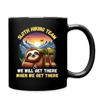 Faultier Wandern Wanderung Berge Wanderweg Lustig - Tasse einfarbig - Schwarz - Rechts