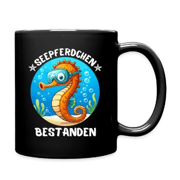 Hippocampe Natation Natation Badge Mer Mignon - Mug uni - noir - Droite