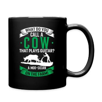What Do You Call A Cow That Plays Guitar? A Moo-Si - Full Colour Mug - black - Right