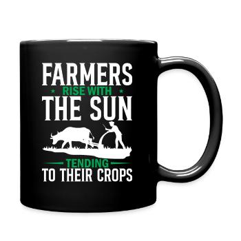 Farmers Rise With The Sun, Tending To Their Crops - Full Colour Mug - black - Right
