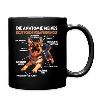 Berger allemand chien propriétaire T anatomie promenade - Mug uni - noir - Droite