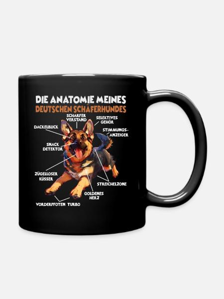 Deutscher Schäferhund Hundehalter T Anatomie Gassi - Tasse einfarbig - Schwarz