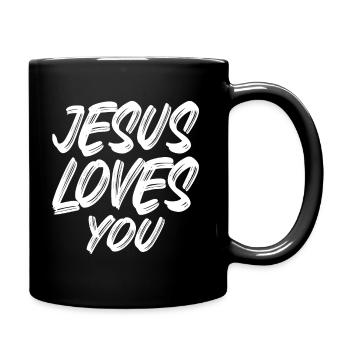 Jesus Loves You - Full Colour Mug - black - Right