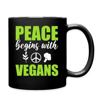 Peace Begins With Vegans Gesundheitsbegeisterter - Tasse einfarbig - Schwarz - Rechts