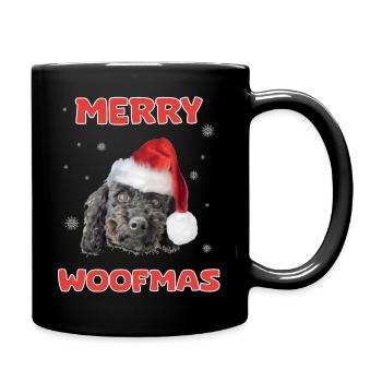 Mignon Caniche de Noël mignon Merry Woofmas - Mug uni - noir - Droite