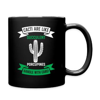 Les cactus sont comme de succulents porcs-épics - à manipuler avec - Mug uni - noir - Droite