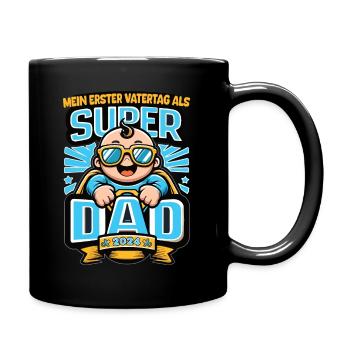Mein Erster Vatertag als Super Dad 2024 - Tasse einfarbig - Schwarz - Rechts