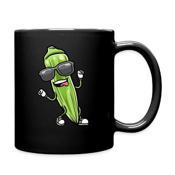 Dancing okra with sunglasses okra - Full Colour Mug - black - Right