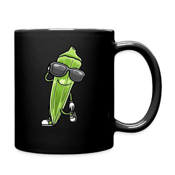 Dancing okra with sunglasses okra - Full Colour Mug - black - Right